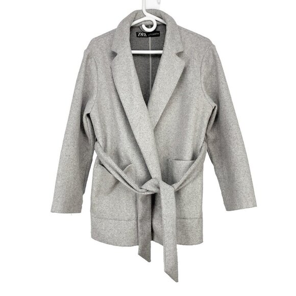 ZARA Menswear’s Belted Spring Oversized Lapel Collar Gray Blazer Coat‎ Size M - Picture 5 of 10